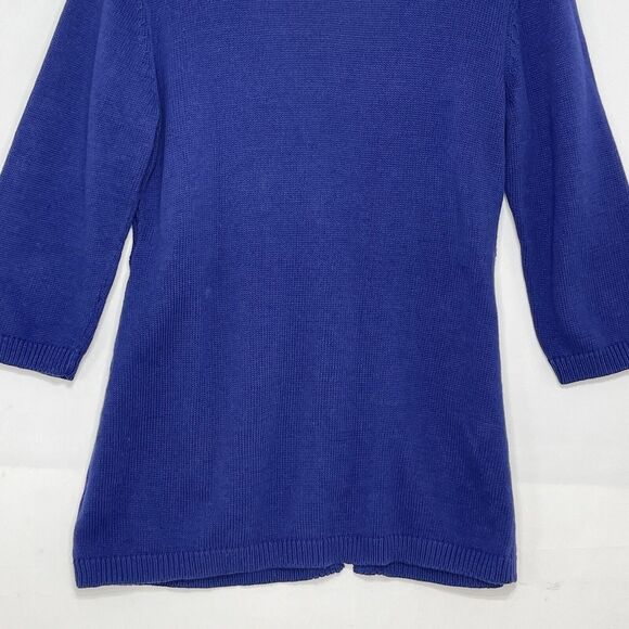 D&Co Women Small Cable Knit Sweater Navy Blue One Button 3/4 Sleeve - Picture 7 of 13